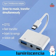 LUMINISCENCIA Type-C to 3.5m Tablet USB Splitter 3 in 1 Data Transmission