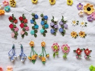 鉤針編織花朵耳環 手作編織