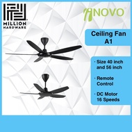 Inovo A1 Remote DC Motor Ceiling Fan 56"/40" 5 Blades (Matt-Black) V15
