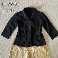 Black Button-Down Jacket Small Size: y2k Hippie Fairy Coke Emo Boho Style Second-Hand Clothing Forwa