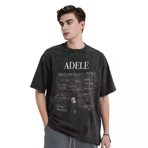 Man T Shirt Adele Singer Poster Washed T Shirts Popular Music Album Summer Tee Shirt Streetwear Desi