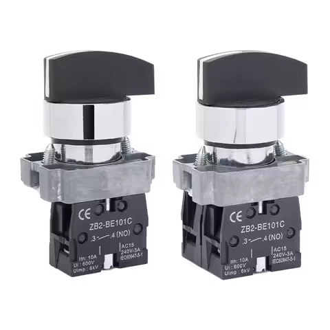 ABILKEEN 22MM XB2 Long Handle Rotary Knob Switch AC220V10A Power Control Knob Switch Momentary/Latch