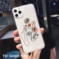For Google Pixel 6 5 4 3 4a 3a XL case aesthetic casing flower tpu for girl clear women