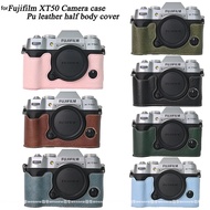 PU Leather Casing for Fujifilm XT50 Camera Case Bag Half Body Cover Fujifilm X-T50 Shoulder Strap