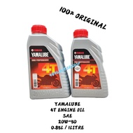 100% ORIGINAL YAMALUBE SAE 20W-50 ENGINE OIL 4T MINYAK HITAM 1 LITRE 0.85L  20W 50 HONG LEONG YAMAHA HLY