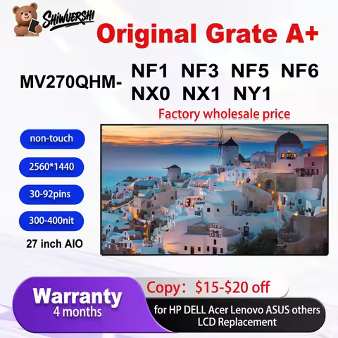 Original A+ 27" Lcd Screen MV270QHM NF1 NF3 NF5 NF6 NX0 NX1 NY1 MV270QHM-NF1 MV270QHM-NF3 MV270QHM-N