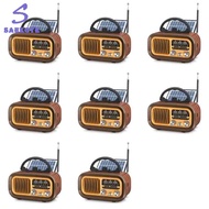 8X Retro Portable Radio - AM/FM/SW Bluetooth Solar/D Battery/USB-C TF/USB Playback Vintage Sound