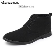 Ready Stock Real Shot Korean Style Handsome British Style Chelsea Pointed Leather Boots Cowboy Boots