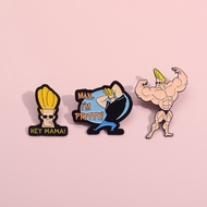Anime Johnny Bravo Muscular Man Brooch Pin Cartoon Characters Brooch Metal Badges Backpack Clothing 