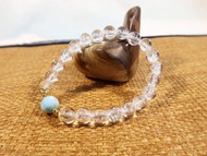 喜馬拉雅爆晶天然白水晶與海紋石手鏈8mm