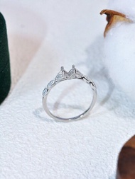 Un engaste de anillo de plata pura con piedra preciosa de  cúbico que se puede incrustar de forma DIY con diamantes, piedras de luna, piedras preciosas australianas; joyería de mano versátil y elegante para mujeres