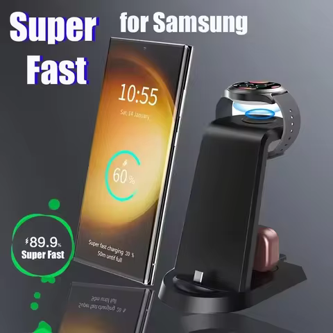18W Super Fast 3 in 1 Charging Station for Samsung S25 S24 S23 Ultra S22 S20 S21 Wireless Charge Gal
