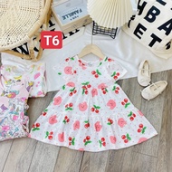 short sleeve Cotton Skirt With 2-Storey Residual cotton For Girls From 8-21kg Of Soft, Cool cotton, 