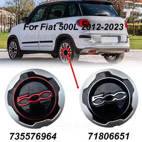New For Fiat 500L 2012-2023 71806651 735574469 Wheel Center Cover Silver Edge Red Lettering/Silver L