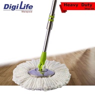 DIGILIFE Heavy Duty Microfiber Stainless Steel Easy Spin Mop Spinner Floor Mop Lantai Accessories / 