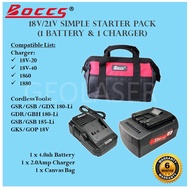 Boccs 18V/21V 4.0ah Li-Ion Battery with Charger