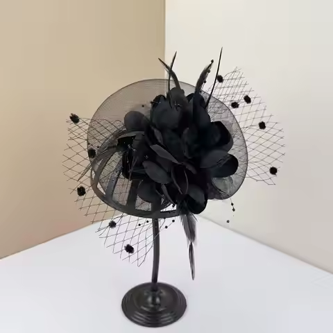Hats Fascinator Wedding For Women Feather Flower Hair Accessories Charming Headwear For Ladies Party