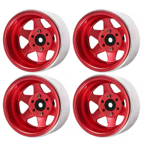 YKH_Offset -8.9mm Metal 1.9inch Beadlock Wheel Rim Deep Dish Hub,Red