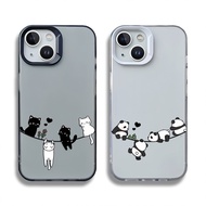 Pandas and Cats for iPhone 15 / 14 / 13 / 12 / 11 ProMax Cartoon Matte Plastic Soft Case for iPhone 