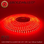LED STRIP K-AA2835-120-RED DC-12V IP20 ยี่ห้อ BOGDAN LED แดง ไฟเส้นแอลอีดี แบบเปลือย สำหรับตกแต่ง 60