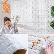 ORANGE Wallpaper Brickfoam 3D Ukuran 70x77cm - Wallpaper Stiker Dinding 3D Foam Timbul  Motif Bata