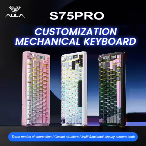 AULA S75 Pro Gaming Mechanical Keyboard 75% Hot Swappable RGB Backlit 4000mAh PBT Keycaps Wireless K