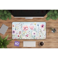 Cute Desk Mat, Pastel Floral Desk Mat with Wildflowers, Aesthetic and Cottagecore Desk Mat, Perfect Pink Gaming Mat