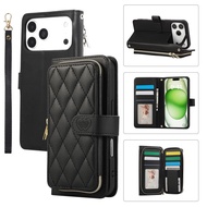 【With Hand Rope and Long Lanyard】Luxury Zippered Wallet Phone Case for Samsung Galaxy S22 S21 S20 UL