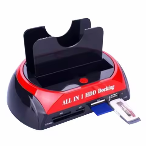 External Dual Port HDD Docking Station Hub with USB Port Memory Card Slot IDE SATA Data Reader XD/TF