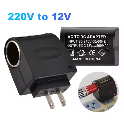 AC To DC Adapter AC 220V To DC 12V 500mA Car Cigarette Lighter Adapter US Plug Car Power Converter C