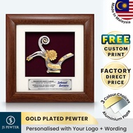(JS Pewter) Hornbill Gold Plated Pewter | 7" x 7" Solid Frame | Malaysia's National Bird Sarawak Sou