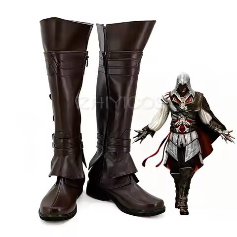 New Game Ezio Auditore Da Firenze Cosplay Boots Knee High Halloween Party Shoes for Women Men