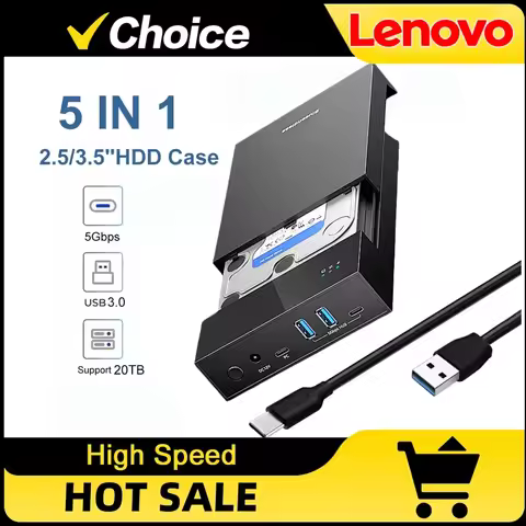 Lenovo 2.5/3. 5 HDD/SSD Enclosure with USB3.0 HUB support 18TB TYPE C TO SATA Adapter tool free HDD 