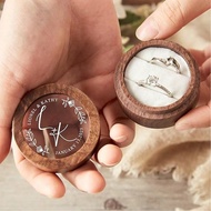 Customized Personalized Wooden Wedding Ring Box And Transparent Acrylic Lid, Custom Engraved Engagem