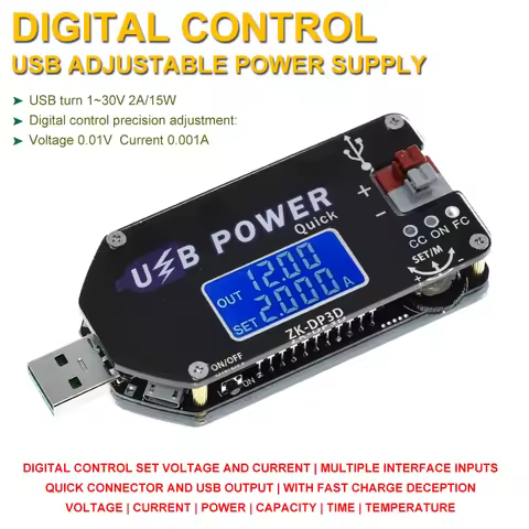 CNC USB TYPE-C DC DC Converter CC CV 1-30V 2A 15W Power Module Adjustable Regulated power supply QC2