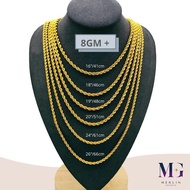 Merlin Goldsmith 22K 916 Gold Hollow Rope Chain (HRC-8gm+)  16” / 18” / 19”/ 24”/26"