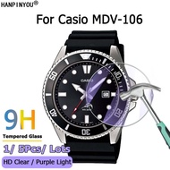 For Casio MDV-106 MDV106 Luminous Diving Sport Watch Ultra Clear / Anti Purple Light 2.5D Tempered Glass Film Screen Protector Guard