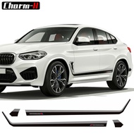 2pcs Black-Grey Stripes for BMW X4 G02 2018-2023 Car Door Side Skirt Performance Stripes Kit