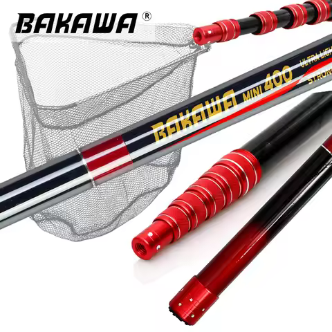 BAKAWA Dip Net Folding Portable Fishing Net Ultra Light Carp Sea Carbon Fiber Telescoping Hand Dip N