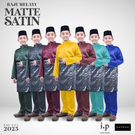 I.P Muslim⚜Matte Satin Slim Cutting Baju Melayu Budak- Dusty Pink/Emerald Green/Dark Grey/Yellow/Siz