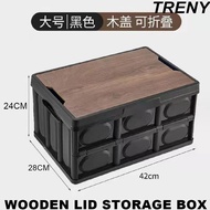 TRENY Foldable Storage Box Camping Storage Box Camping Box Storage Camping Box Kotak Simpanan Barang Wooden Lid Box 储物盒