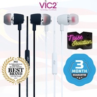 VIC2 【3 Months Guarantee】Stereo Earphone - Noise Isolation Balance BASS, Treble & Midrange ear phone