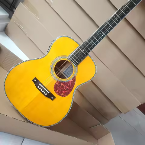 High quality MD-OM42 acoustic folk guitar in stock, spruce maple panel 301EQ, cow bone nut, fast del
