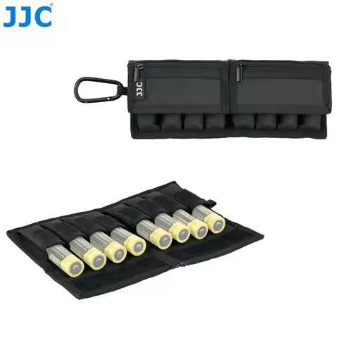 JJC 4Pcs 8 Pcs 18650 Battery Pouch with Memory Card Pocket 18650 Battery Case for 18650 Battery Belt