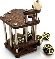 C4Labs DnD Dice Jail | Metal Bars | Cage for Bad Dice | Prison | Fits Full Set of Dice (Walnut/Steel