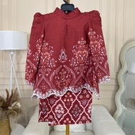 IRIS RAFAEL KIDS Medina Mini Kurung | Dobby Silk Embroidery | Batik & Floral Printed Design |