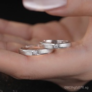 Pair of High-Quality Brushed Silver Couple Rings for Dropshipping S999Niche Hand Jewelry Abao Matchi
