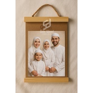 SidsWood [V5R] Vintage Picture Frame Hanging Hemp Rope Aesthetic Dutch Teak Wood Frame Size 5R
