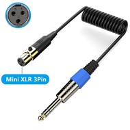 3-Pin/4-Pin Mini XLR Female to 6.35 Male Large Three-Core Dual-Channel Spring Audio Cable 0.5m Mini 