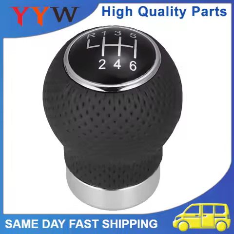 High Quality Universal Manual Car Gear Shift Knob Shifter 6 Speed Lever Durable Black PU Leather Aut